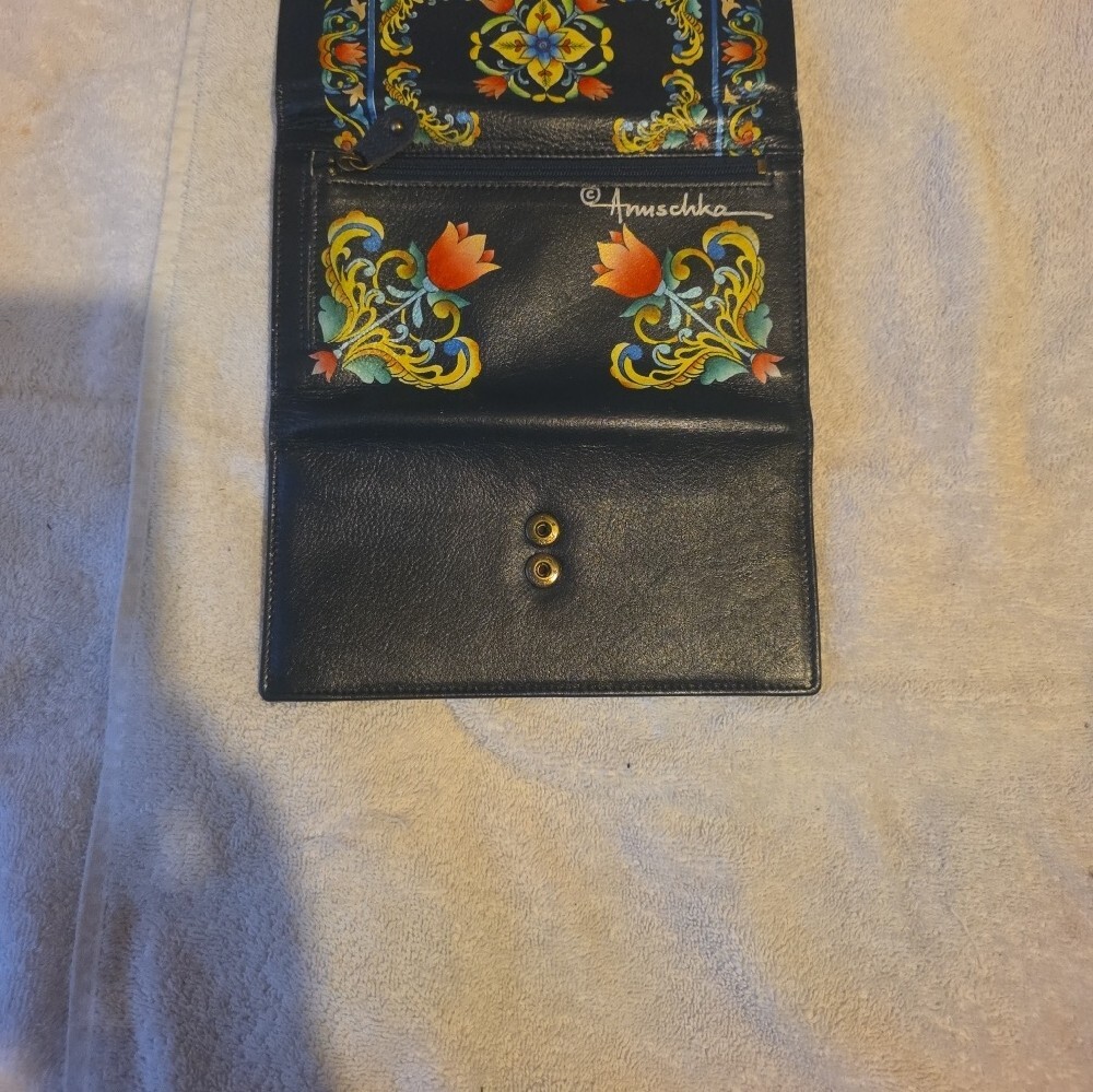 ANUSCHKA Navy Leather Wallet - Picture 4 of 7
